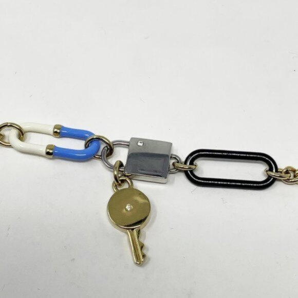 Marc Jacobs Necklace Stationary Bubble Medley Gold Teal Black White Blue Silver - Picture 7 of 10